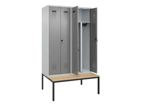 PBM-locker met bank,HxBxD 2120x1200x815mm,4vak,vak B 300mm