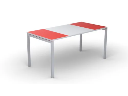 bureau HxBxD 750x1600x800mm rood rechthoekig 4-voeten wit vierkant