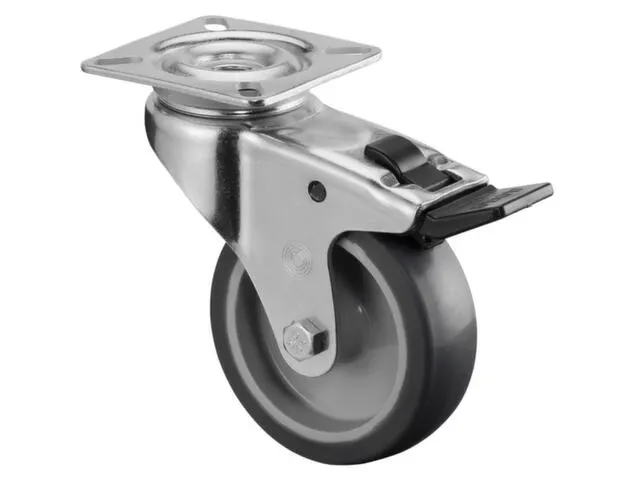 Roulette Pivotante Double Blocage Force 70Kg Platine De Fixation