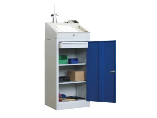 Lessenaarkast Staal Hxbxd 1095/1270x500x500mm Ral 7035 Front Ral 6011