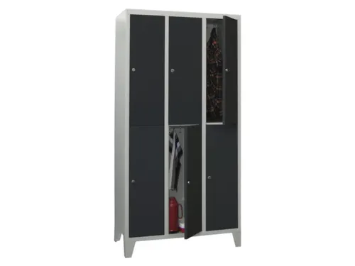 lockerkast,HxBxD 1850x1200x500mm,3x2vakken,RAL7035,front RAL7016