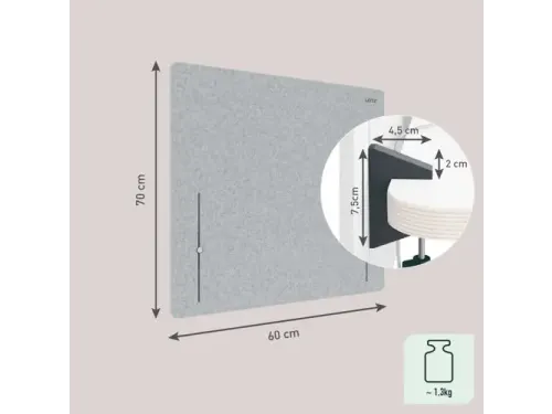 Bureauscherm Leitz in hoogte verstelbaar 70x60cm