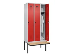 locker met bank,HxBxD 2120x900x815mm,3vak,vak B 300mm,draaigrendel