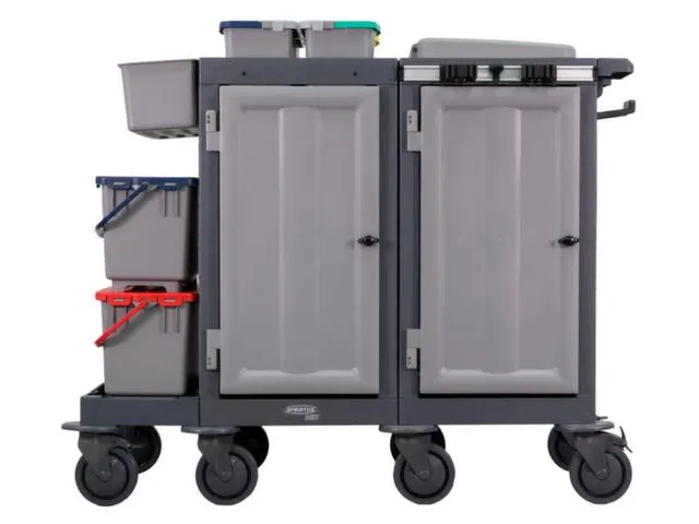 Reinigingswagen,2Kasten,2-4Zakhouders,2Mopemmers,4X6L Emmer