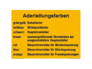 affiche,Kleuren elektriciteitsdraden,PVC,geel,om te verlijmen - 1