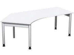 In hoogte verstelbaar hoekbureau,HxBxD 680-820x2166x1130mm,blad wit