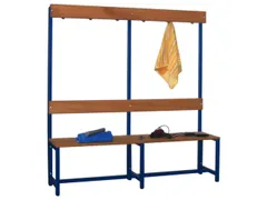 Omkleedbank LxB 1500x400mm Houten Latten Haken Enkelzijdig RAL3000