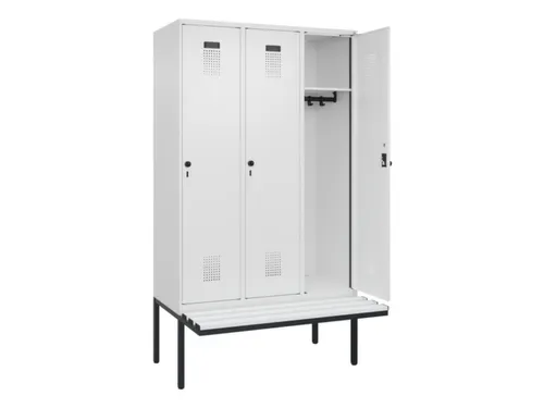 locker met bank,HxBxD 2120x1200x815mm,3vak,vak B 400mm,draaigrendel