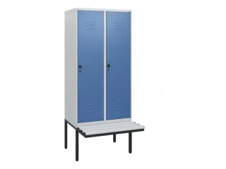 locker met bank,HxBxD 1950x800x815mm,2vak,vak B 400mm,draaigrendel - 1