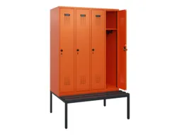 locker met bank,HxBxD 1950x1200x815mm,4vak,vak B 300mm,draaigrendel
