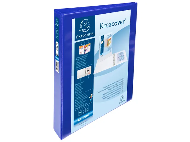 Ringmap Kreacover Presentatieringband A4 maxi 4 rings D-mech 30mm blau