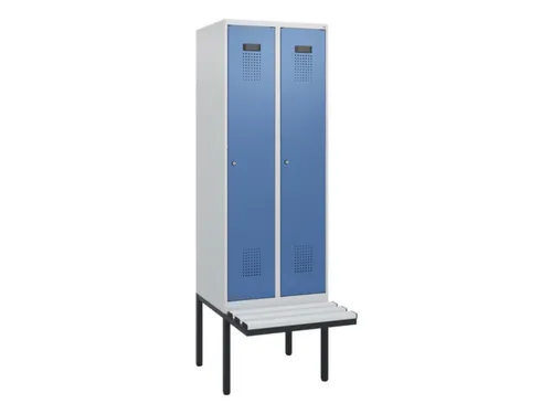 locker met bank,HxBxD 1950x600x815mm,2vak,vak B 300mm,cilinderslot