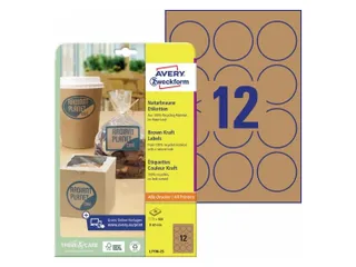 Etiket Avery L7106-25 permanent rond 60mm kraft 300 stuks 25 vel - 1