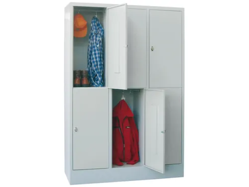 lockerkast,HxBxD 1850x1200x500mm,3x2vakken,RAL7035,front RAL3000