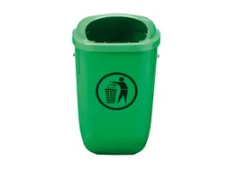 afvalbak,v. buiten,50l,HxBxD 745x404x248mm,romp PE groen,wand/paal