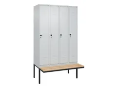 locker met bank,HxBxD 2120x1200x815mm,4vak,vak B 300mm,draaigrendel