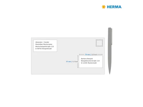HERMA 4407 Gekleurde etiketten A4 70x37mm Rood 2400 stuks