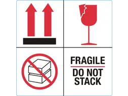 Waarschuwingsetiket fragile do not stack 100mmx100mm 1000st