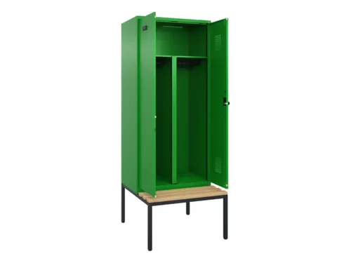 PBM-locker met bank,HxBxD 2120x800x815mm,2vak,vak B 400mm,draaigrendel