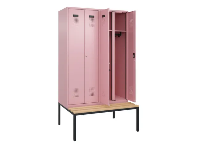 locker met bank,voor scheiding van kleding,HxBxD 2120x1200x815mm,4vak
