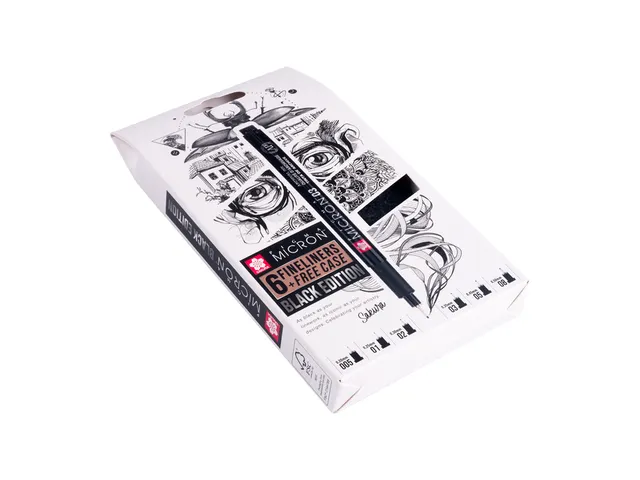 Fineliner Sakura Pigma Micron Black Edition set à 6 breedtes + gratis