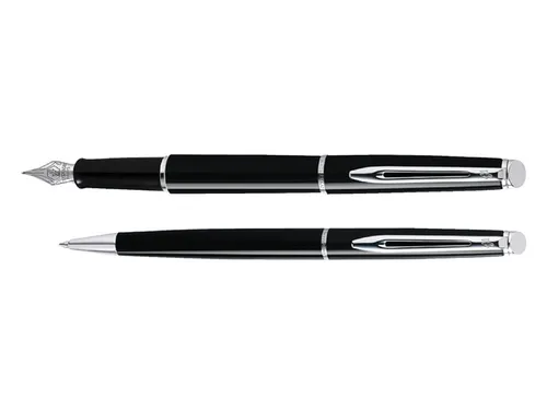 Balpen Waterman Hémisphère Black lacquer CT Medium Blauwe inkt