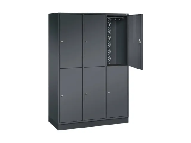 Dubbeldekse garderobekast,HxBxD 1950x1220x500mm,3x2vak.,vak B 360mm