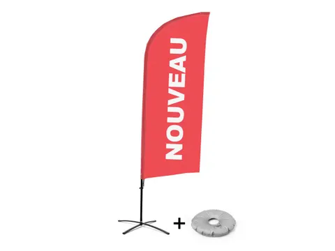 Horecavlag Alu Wind complete set "NOUVEAU" Rood kruisvoet Zwart