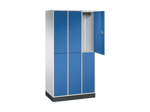 Dubbeldekse garderobekast,RAL 7035/RAL 5010,HxBxD 1950x920x500mm