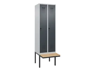 locker met bank,HxBxD 2120x600x815mm,2vak,vak B 300mm,draaigrendel - 3
