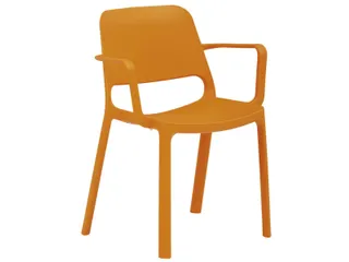 stapelstoel,4voeten,m. armleuningen,zitschaal PP oranje - 1