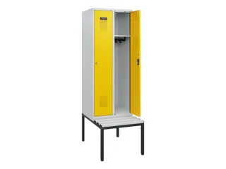 locker met bank,HxBxD 1950x600x815mm,2vak,vak B 300mm,cilinderslot - 1