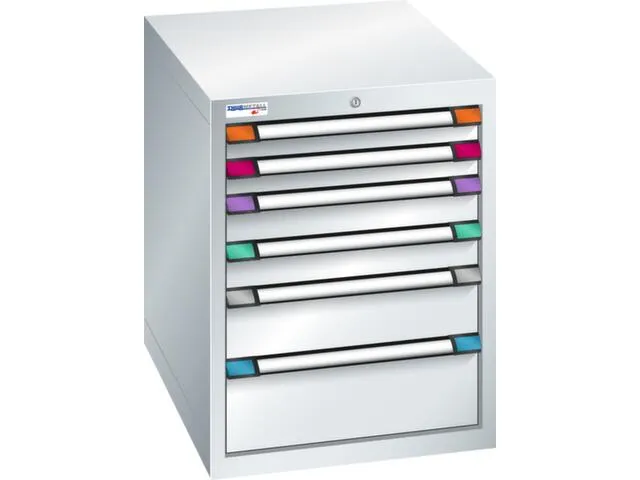 ladekast 800x605x695mm 6laden cilinderslot RAL7035 front RAL7035