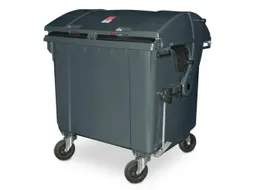Vuilcontainers,1100l,romp HDPE grijs,HxBxD 1460x1370x1210mm