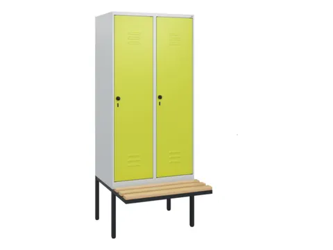 locker met bank,HxBxD 1950x800x815mm,2vak,vak B 400mm,draaigrendel