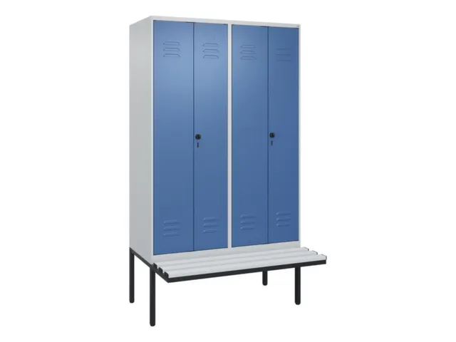 PBM-locker met bank,HxBxD 2120x1200x815mm,4vak,vak B 300mm
