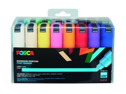 Verfstift Posca PC8K Brede punt 8mm schuin 16st assorti