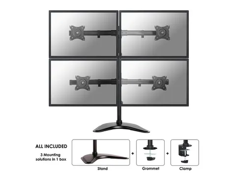 Newstar Monitorarm 4 Schermen 27 Inch Zwart Nm-d335d4black