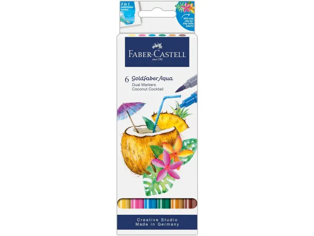 Duo aquarelmarker Faber-Castell Goldfaber kartonetui 6 stuks Coconut