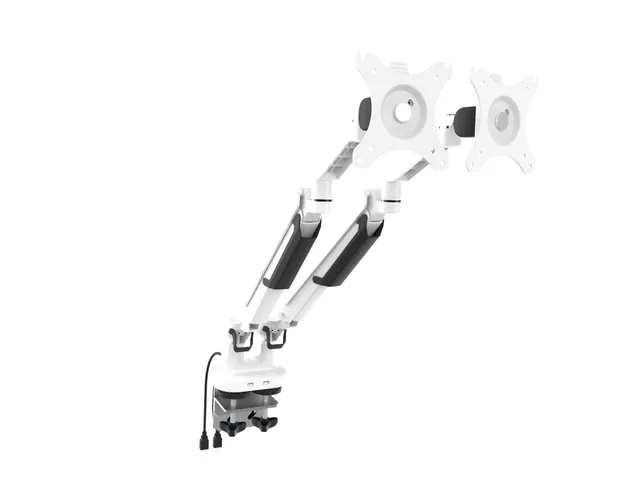 Dubbele Monitorarm Wit Incl. USB Poorten
