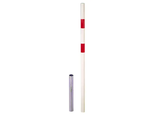 Afzetpaal Ronde Buis Ø 60Mm Uitneembaar Bodemhuls Platte Kop Wit/rood