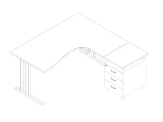 bureauset bureau staand ladeblok rechts 730x1600x1650mm C-voet wit - 1