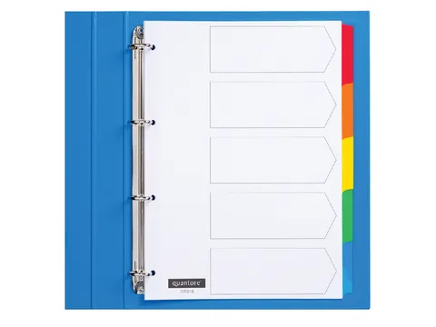 Tabbladen Quantore 4-gaats karton 5-delig wit gekleurde tabs