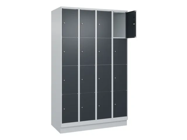 lockerkast,HxBxD 1950x1200x500mm,4x4vakken,vak B 300mm,cil.-slot