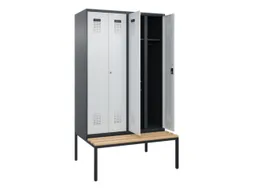 locker met bank,voor scheiding van kleding,HxBxD 2120x1200x815mm,4vak