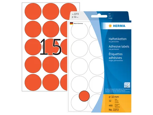 HERMA 2272 Multipurpose etiketten Rond 32mm Rood 480 stuks
