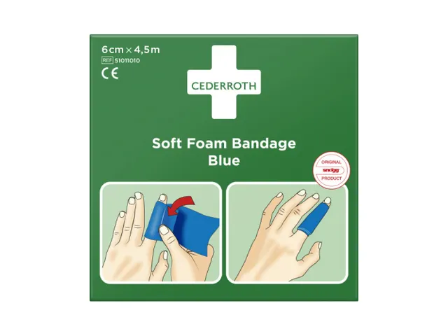 Cederroth zelfklevend schuimverband Blauw 6 cm x 4,5m