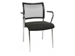 Bezoekersstoel Armleuningen Zwart Stof Rugleuning Netbekleding Zwart