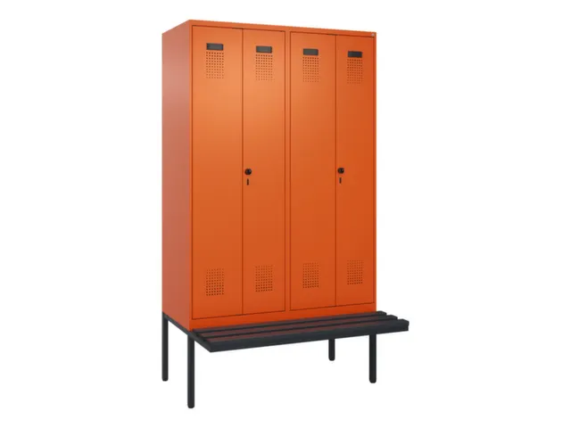 locker met bank,voor scheiding van kleding,HxBxD 2120x1200x815mm,4vak