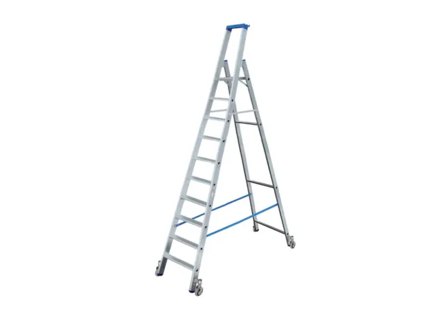 verrijdbare boktrap,eenzijdig,10treden,stand H 2,35m,balk L 3,2m